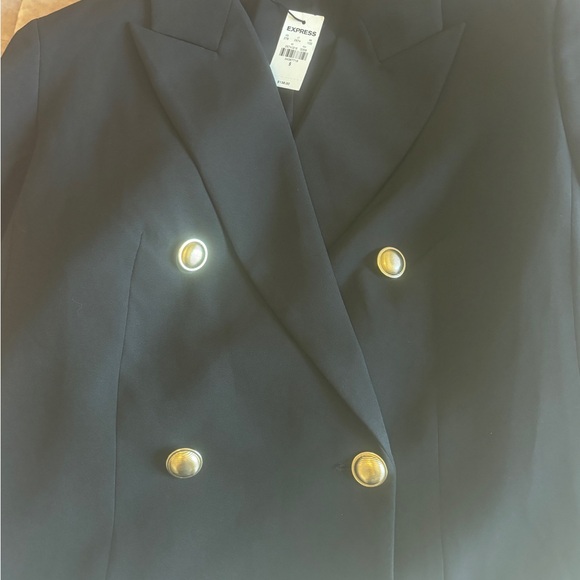 Express Elegant Black Blazer with Gold Accents - Picture 5 of 6